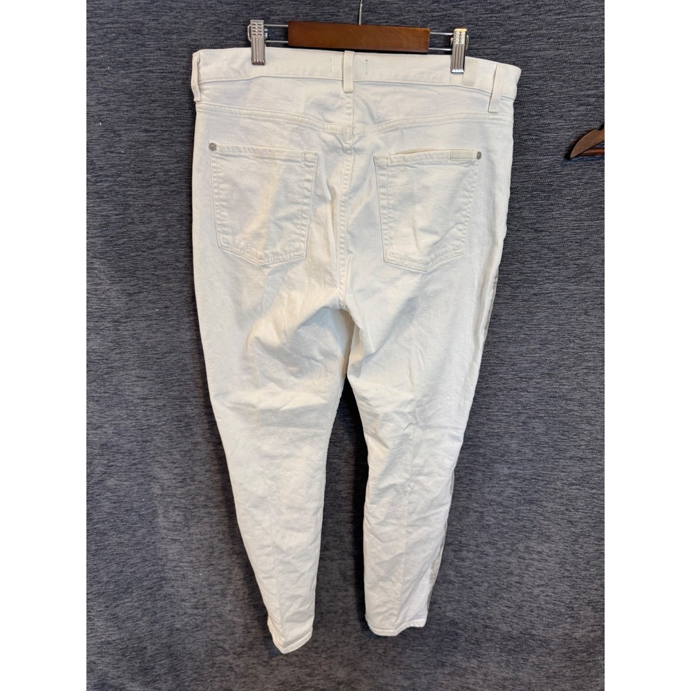 7 For All Mankind Women White Skinny Jeans Gold Metallic Side Stripe Size 31 - Picture 2 of 4